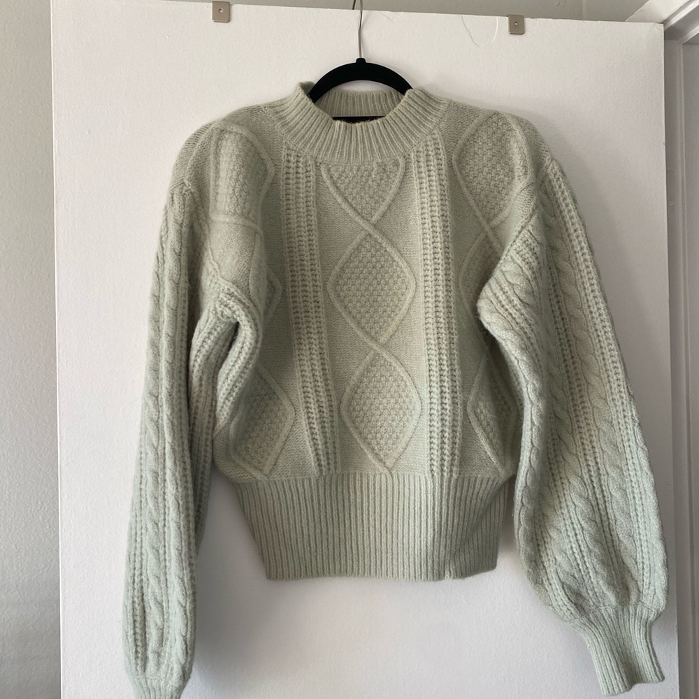 Petal & Pup Cable Knit Sweater in Mint